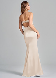 Azazie Olea 신부 들러리 드레스 인어 스트랩리스 스트레치 새틴 바닥 길이 드레스 image5