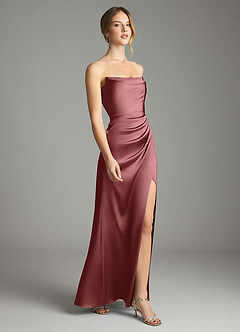 Azazie Leonis Bridesmaid Dresses Amethyst Mermaid Pleated Stretch Satin Convertible Dress image6