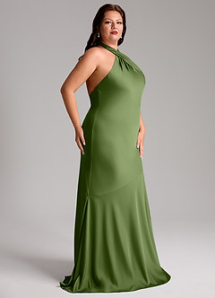 Azazie Lorena Bridesmaid Dresses Juniper Mermaid Pleated Stretch Satin Dress image11