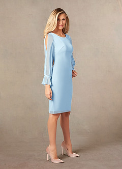 Azazie London Mother of the Bride Dresses Sky Blue Sheath Mesh Dress image6