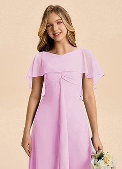 Azazie Selena Junior Robe Trapèze en Mousseline de soie Rayé Rose Bonbon image5