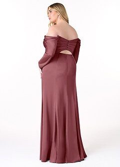 Azazie Hallie Bridesmaid Dresses Desert Rose Sheath Off-The-Shoulder Long Sleeve Stretch Satin Convertible Dress image10