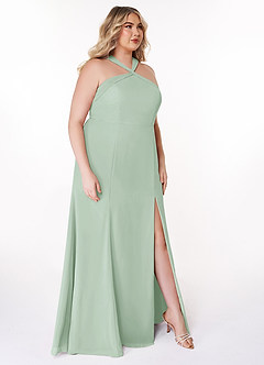 Azazie Rue Bridesmaid Dresses Agave A-Line Halter Chiffon Dress image10