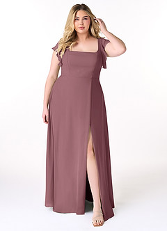 Azazie Bondi Bridesmaid Dresses Amethyst A-Line Ruffled Chiffon Dress image7