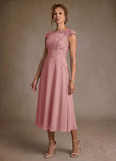Azazie Crista Mother of the Bride Dresses Dusty Rose A-Line Lace Chiffon Dress image4