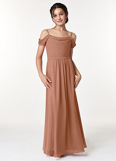 Azazie Alivia Junior Bronzer A-Line Off the Shoulder Chiffon Dress image4