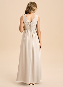 Azazie Skyla Junior White Alabaster A-Line Pleated Chiffon Dress image3