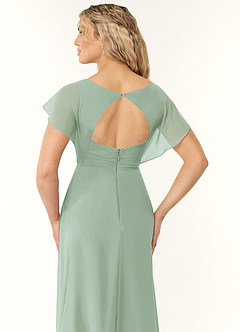 Azazie Rylee Abiti da Damigella Abito A-Line in Chiffon Plissettato Agave image2