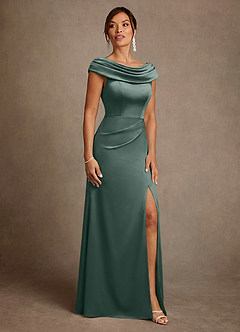 Azazie Irvine Kleider für die Brautmutter A-Linie Plissee Stretch-Satin Kleid Seemoos image4