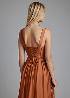 Azazie Delmie Brudtärnklänningar Klä av A-Linje i Stretch Satin Korsett Koppar image3