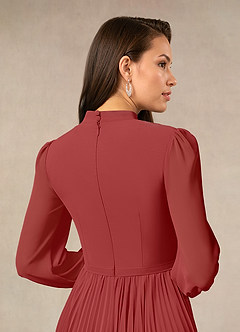 Azazie Adellah Mother of the Bride Dresses Rust A-Line Pleated Chiffon Dress image4