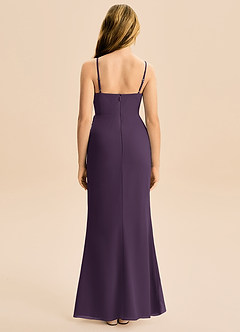 Azazie Buzzy Junior Plum Sheath Pleated Chiffon Dress image5