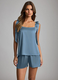 front Satin Bow Tank and Shorts Pajama Set