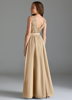 Azazie Elly Junior Champagne A-Line Lace Chiffon Dress image5