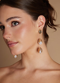 front Pearl and Gold Leaf Drop Earrings