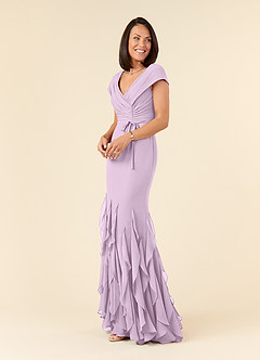 Azazie Bailora Mother of the Bride Dresses Frosted Lilac Mermaid Ruched Chiffon Dress image2