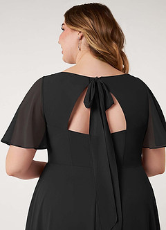 Azazie Kimber Vestidos de damas de honor Vestido de Negro de Gasa de Corte en A con Manga volante image14