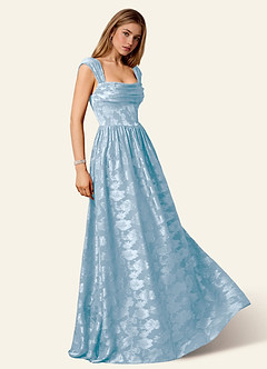 Briar Blu Polvere Abito da ballo lungo plissettato image5