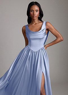 Azazie Novi Bridesmaid Dresses Ice A-Line with Pockets Stretch Satin Dress image3