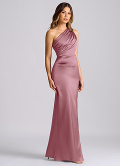 Azazie Akilah Bridesmaid Dresses Vintage Mauve Mermaid One Shoulder Stretch Satin Dress image3