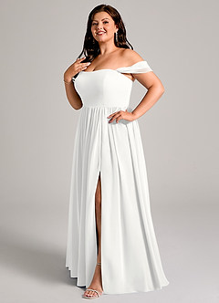 Azazie Calianna Bridesmaid Dresses White A-Line Off the Shoulder Chiffon Convertible Dress image10