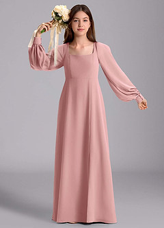 Azazie Bondi Junior Jurk van Chiffon met A-Lijn Blouson Stoffige Roos image5