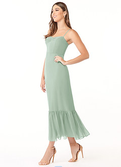 Azazie Justina Bridesmaid Dresses Agave A-Line Sweetheart Neckline Chiffon Dress image3