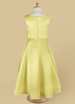 Azazie Lindy Blumenmädchenkleider A-Linie Plissee Matte Satin Kleid Zitronensorbet image14