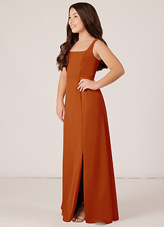 Azazie Renee Junior Paprika A-Line Side Slit Chiffon Dress image3