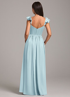 Azazie Denisse Brautjungfernkleider A-Linie Gestreift Stretch-Satin Kleid Wolke Blau image2