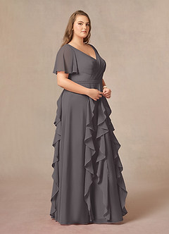 Azazie Watson Mother of the Bride Dresses Steel Grey A-Line V-Neck Chiffon Dress image9