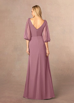 Azazie Bronwyn Mother of the Bride Dresses A-Line V-Neck Ruched Chiffon Floor-Length Dress image3