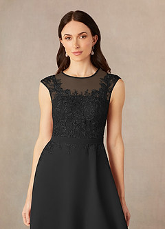 Azazie Klaus Mother of the Bride Dresses Black A-Line Scoop Sequins Chiffon Dress image5