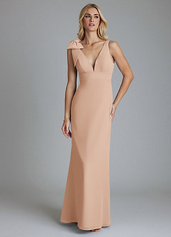 Azazie Taro Final Sale English Rose Sheath Bow Chiffon Dress image6
