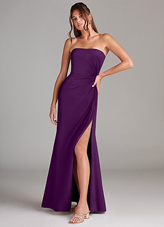 Azazie Aliani Bridesmaid Dresses Grape Sheath Strapless Chiffon Convertible Dress image4