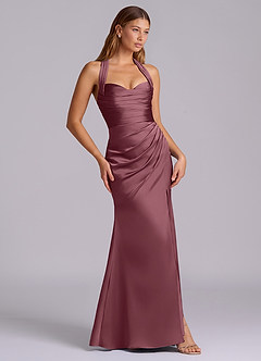 Azazie Destiny Bridesmaid Dresses Desert Rose Mermaid Sweetheart Neckline Stretch Satin Dress image3