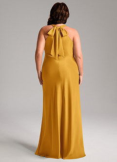 Azazie Doretta Bridesmaid Dresses Butterscotch Mermaid Pleated Stretch Satin Dress image10