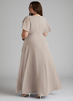 Azazie Aaliyah vestidos de dama de honor modestos Vestido de Corte En A Plisado Scoop Hasta el suelo Gasa image9