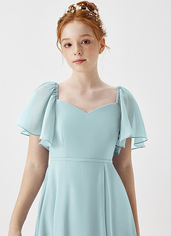 Azazie Chloe Junior Robe Trapèze en Mousseline de soie Encolure en Forme de Cœur Brume image6
