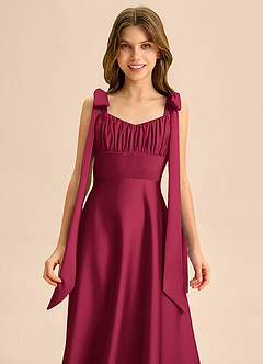 Azazie Halley Junior Klä av A-Line i Stretch Satin Rosett image6