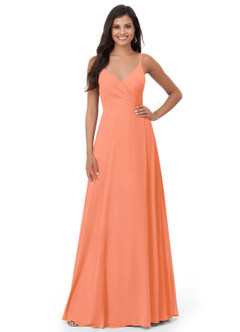 Azazie Lennon Bridesmaid Dresses Sunset A-Line Lace Chiffon Dress image9
