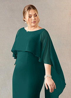 Azazie Dion Mother of the Bride Dresses Peacock Sheath Scoop Stretch Crepe Dress image12