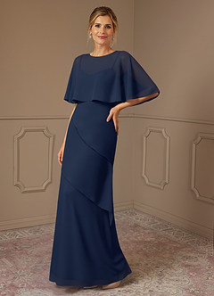 Azazie Bowie Mother of the Bride Dresses Dark Navy A-Line Chiffon Dress image1
