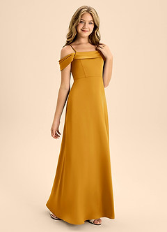 Azazie Anselie Junior Vestido de Caramelo de Satén Elástico de Corte En A con Vestidos sin tirantes image5