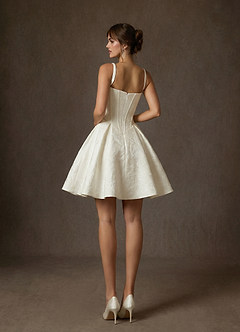 Azazie Daisley Vestidos de novia Vestido de Blanco Antiguo de Jacquard Floral de Corte en A con Con bolsillos image2