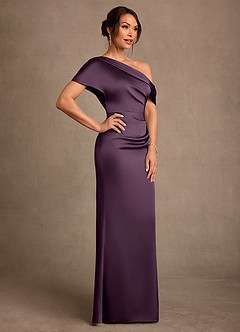 Azazie Rutha Suknie dla Matki Panny Młodej Osłona Jedno ramię Satyna elastyczna Długość podłogi Sukienka image3