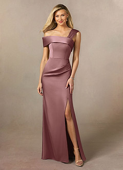 Azazie Laramie Mother of the Bride Dresses Vintage Mauve Mermaid Pleated Stretch Satin Dress image1