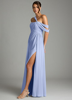 Azazie Kassandra Bridesmaid Dresses Ice A-Line Off the Shoulder Chiffon Dress image4