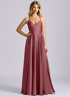 Azazie Truce Bridesmaid Dresses Desert Rose A-Line Stretch Satin Dress image3