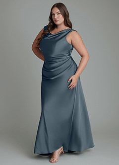 Azazie Kieryn Bridesmaid Dresses Twilight Mermaid Pleated Stretch Satin Dress image11